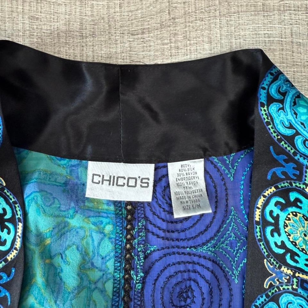 Chico's Silk Blend Patchwork Kimono Jacket Size S… - image 5